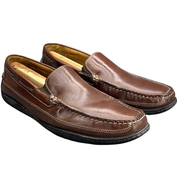 Johnston & Murphy Fowler Venetian Brown Sheepskin Leather Slip On Loafer Men 12M - Picture 1 of 10